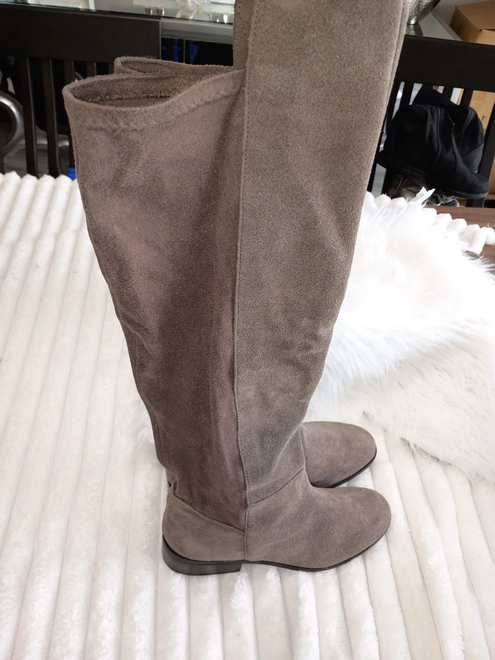 Lucky Brand Calypso Women’s Over-the-Knee Suede Boots in Taupe Suede